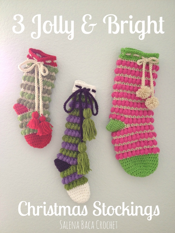 Jolly & Bright Christmas Stocking Crochet Pattern | 3 Sizes: Skinny, Medium, Large